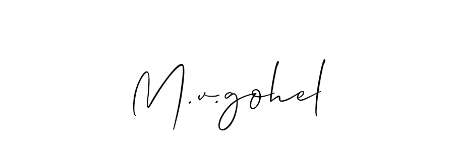 Create a beautiful signature design for name M.v.gohel. With this signature (Allison_Script) fonts, you can make a handwritten signature for free. M.v.gohel signature style 2 images and pictures png
