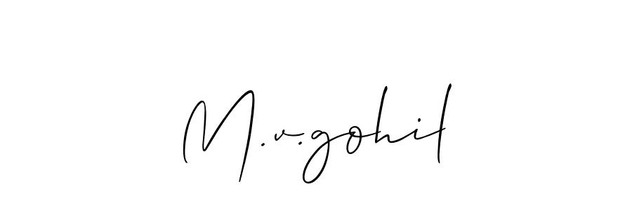 How to make M.v.gohil signature? Allison_Script is a professional autograph style. Create handwritten signature for M.v.gohil name. M.v.gohil signature style 2 images and pictures png