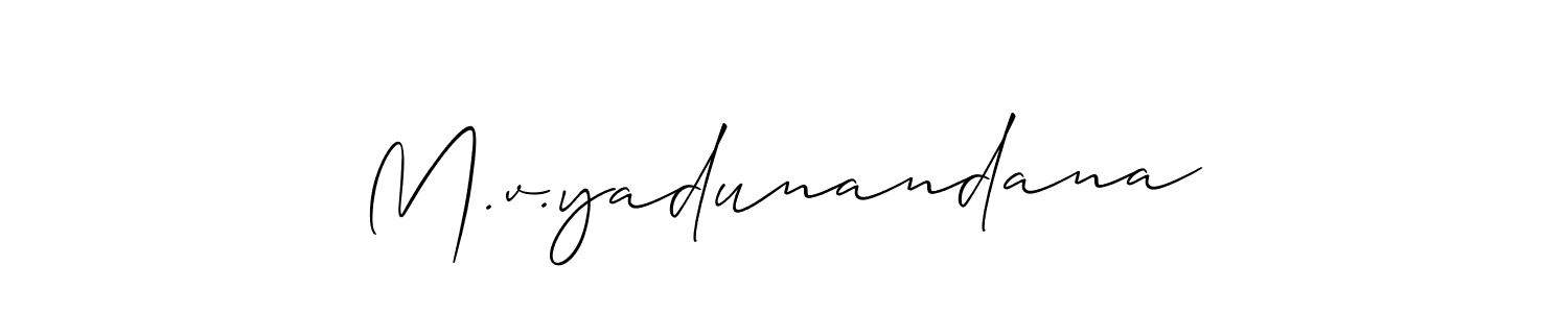 Make a beautiful signature design for name M.v.yadunandana. With this signature (Allison_Script) style, you can create a handwritten signature for free. M.v.yadunandana signature style 2 images and pictures png