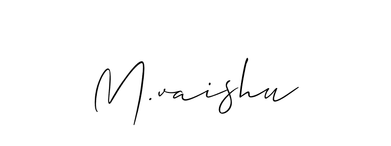 The best way (Allison_Script) to make a short signature is to pick only two or three words in your name. The name M.vaishu include a total of six letters. For converting this name. M.vaishu signature style 2 images and pictures png