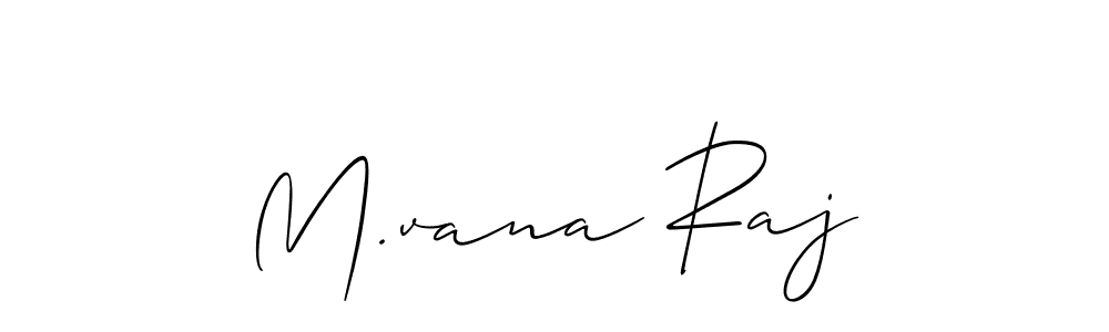 Create a beautiful signature design for name M.vana Raj. With this signature (Allison_Script) fonts, you can make a handwritten signature for free. M.vana Raj signature style 2 images and pictures png