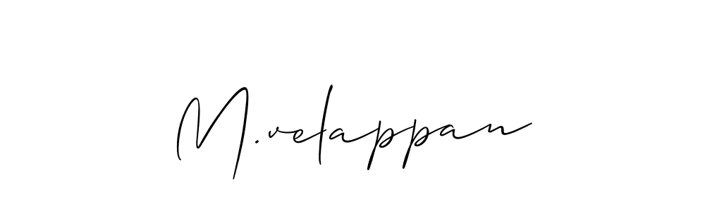 Make a beautiful signature design for name M.velappan. With this signature (Allison_Script) style, you can create a handwritten signature for free. M.velappan signature style 2 images and pictures png