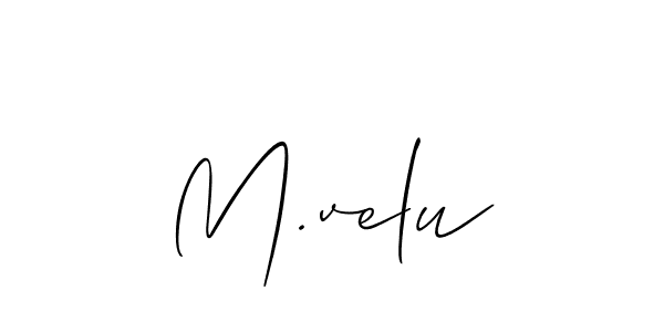 Allison_Script is a professional signature style that is perfect for those who want to add a touch of class to their signature. It is also a great choice for those who want to make their signature more unique. Get M.velu name to fancy signature for free. M.velu signature style 2 images and pictures png