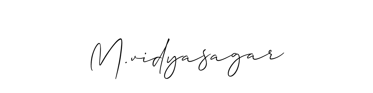 Use a signature maker to create a handwritten signature online. With this signature software, you can design (Allison_Script) your own signature for name M.vidyasagar. M.vidyasagar signature style 2 images and pictures png