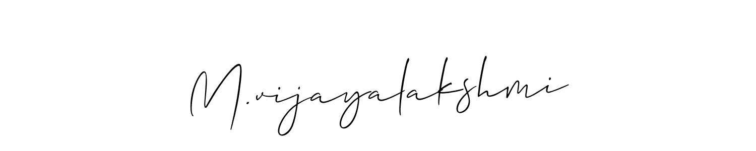 How to make M.vijayalakshmi name signature. Use Allison_Script style for creating short signs online. This is the latest handwritten sign. M.vijayalakshmi signature style 2 images and pictures png