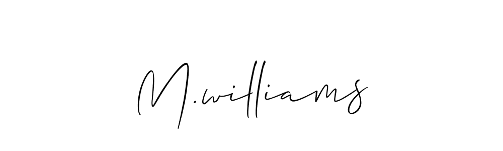 Also You can easily find your signature by using the search form. We will create M.williams name handwritten signature images for you free of cost using Allison_Script sign style. M.williams signature style 2 images and pictures png