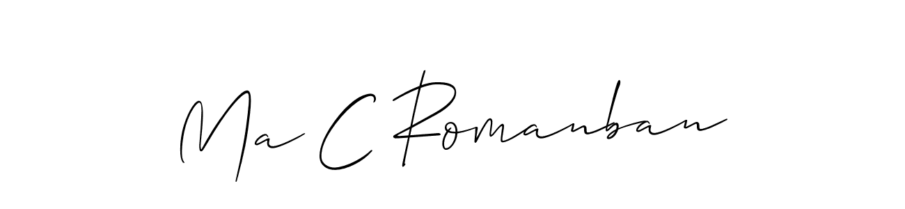 Allison_Script is a professional signature style that is perfect for those who want to add a touch of class to their signature. It is also a great choice for those who want to make their signature more unique. Get Ma C Romanban name to fancy signature for free. Ma C Romanban signature style 2 images and pictures png