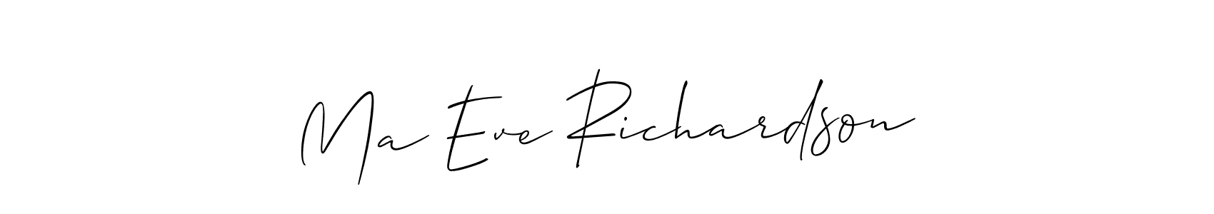 Allison_Script is a professional signature style that is perfect for those who want to add a touch of class to their signature. It is also a great choice for those who want to make their signature more unique. Get Ma Eve Richardson name to fancy signature for free. Ma Eve Richardson signature style 2 images and pictures png