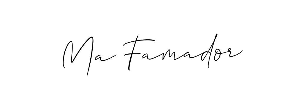 How to make Ma Famador name signature. Use Allison_Script style for creating short signs online. This is the latest handwritten sign. Ma Famador signature style 2 images and pictures png