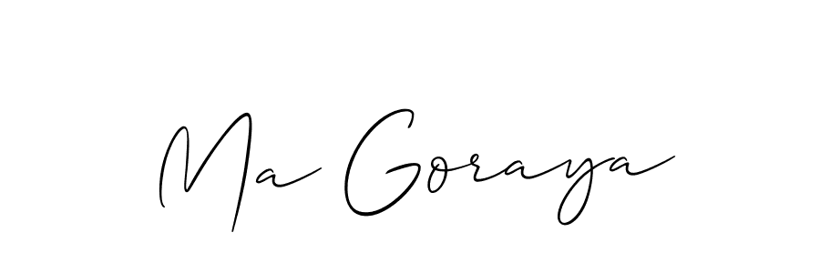 Create a beautiful signature design for name Ma Goraya. With this signature (Allison_Script) fonts, you can make a handwritten signature for free. Ma Goraya signature style 2 images and pictures png