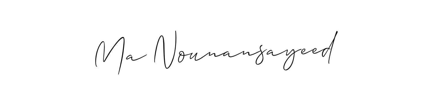Check out images of Autograph of Ma Nounansayeed name. Actor Ma Nounansayeed Signature Style. Allison_Script is a professional sign style online. Ma Nounansayeed signature style 2 images and pictures png