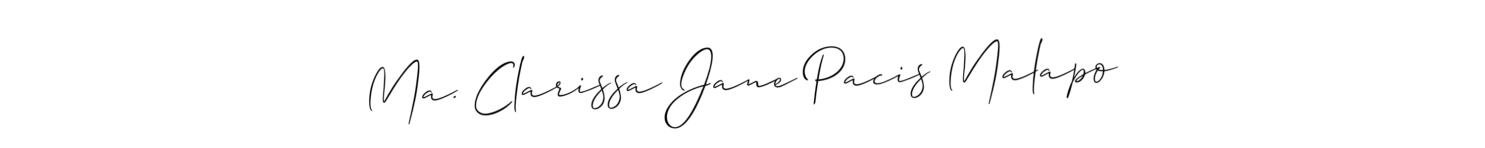 How to make Ma. Clarissa Jane Pacis Malapo name signature. Use Allison_Script style for creating short signs online. This is the latest handwritten sign. Ma. Clarissa Jane Pacis Malapo signature style 2 images and pictures png