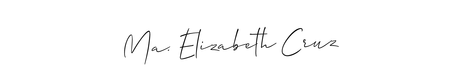 How to make Ma. Elizabeth Cruz name signature. Use Allison_Script style for creating short signs online. This is the latest handwritten sign. Ma. Elizabeth Cruz signature style 2 images and pictures png
