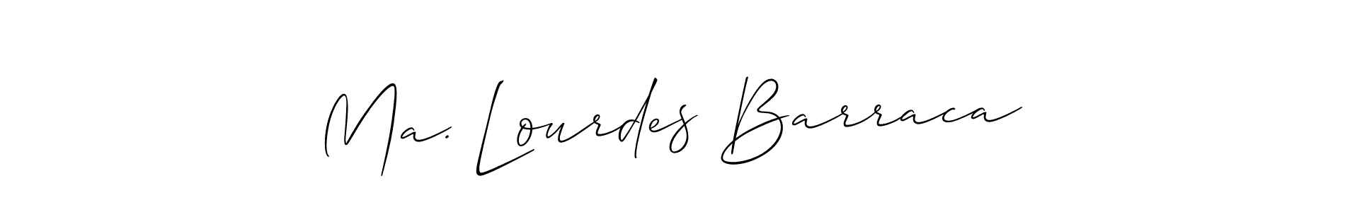 Create a beautiful signature design for name Ma. Lourdes Barraca. With this signature (Allison_Script) fonts, you can make a handwritten signature for free. Ma. Lourdes Barraca signature style 2 images and pictures png