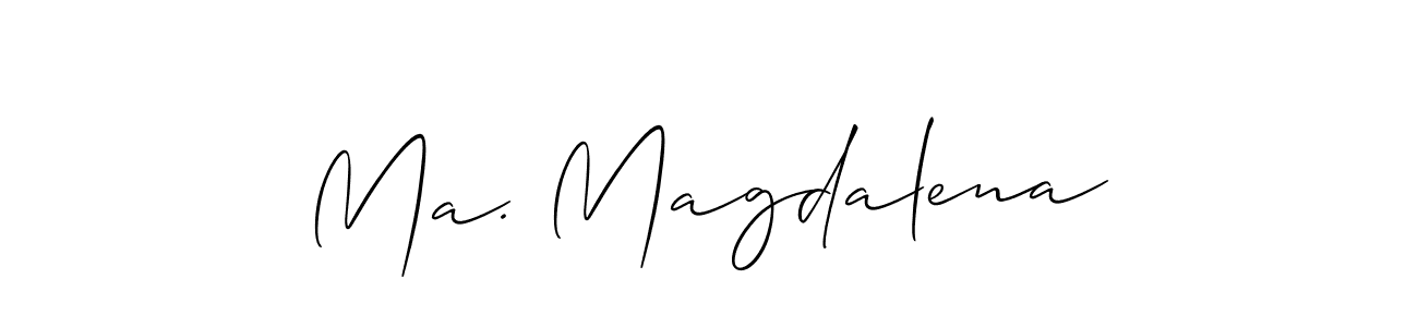 The best way (Allison_Script) to make a short signature is to pick only two or three words in your name. The name Ma. Magdalena include a total of six letters. For converting this name. Ma. Magdalena signature style 2 images and pictures png