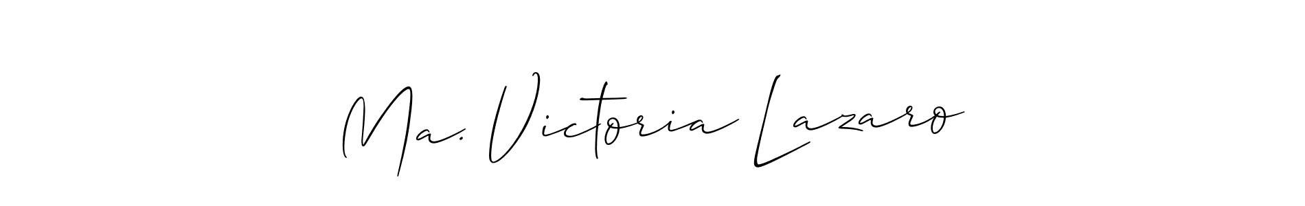 Make a short Ma. Victoria Lazaro signature style. Manage your documents anywhere anytime using Allison_Script. Create and add eSignatures, submit forms, share and send files easily. Ma. Victoria Lazaro signature style 2 images and pictures png