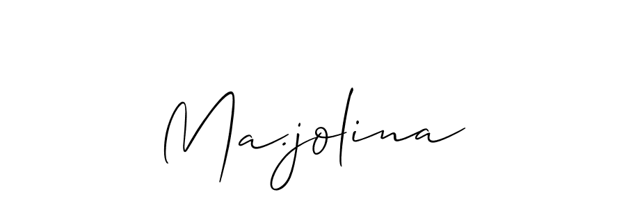 The best way (Allison_Script) to make a short signature is to pick only two or three words in your name. The name Ma.jolina include a total of six letters. For converting this name. Ma.jolina signature style 2 images and pictures png