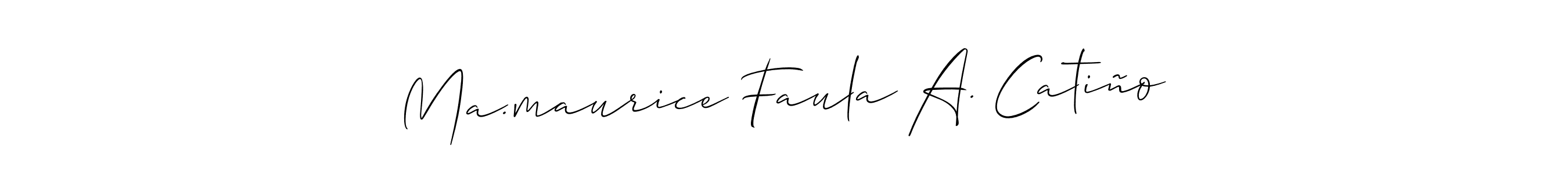 You should practise on your own different ways (Allison_Script) to write your name (Ma.maurice Faula A. Catiño) in signature. don't let someone else do it for you. Ma.maurice Faula A. Catiño signature style 2 images and pictures png