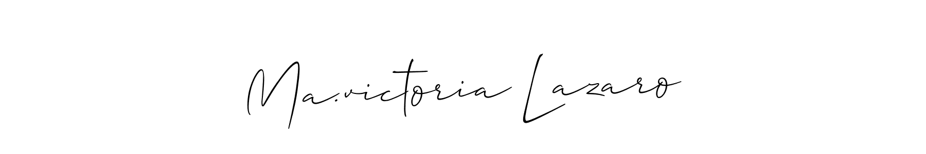 Allison_Script is a professional signature style that is perfect for those who want to add a touch of class to their signature. It is also a great choice for those who want to make their signature more unique. Get Ma.victoria Lazaro name to fancy signature for free. Ma.victoria Lazaro signature style 2 images and pictures png