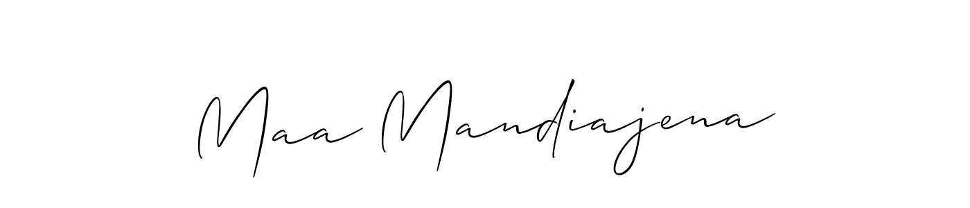 The best way (Allison_Script) to make a short signature is to pick only two or three words in your name. The name Maa Mandiajena include a total of six letters. For converting this name. Maa Mandiajena signature style 2 images and pictures png