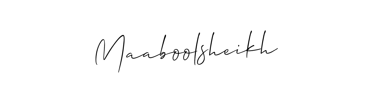 How to make Maaboolsheikh signature? Allison_Script is a professional autograph style. Create handwritten signature for Maaboolsheikh name. Maaboolsheikh signature style 2 images and pictures png