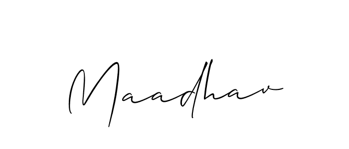 Create a beautiful signature design for name Maadhav. With this signature (Allison_Script) fonts, you can make a handwritten signature for free. Maadhav signature style 2 images and pictures png