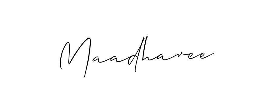 Use a signature maker to create a handwritten signature online. With this signature software, you can design (Allison_Script) your own signature for name Maadhavee. Maadhavee signature style 2 images and pictures png