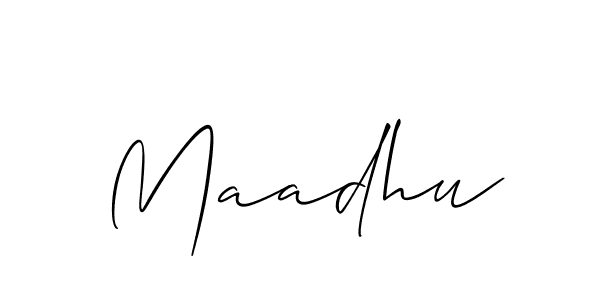 Maadhu stylish signature style. Best Handwritten Sign (Allison_Script) for my name. Handwritten Signature Collection Ideas for my name Maadhu. Maadhu signature style 2 images and pictures png