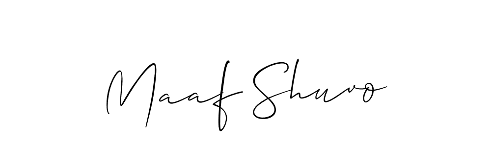 Use a signature maker to create a handwritten signature online. With this signature software, you can design (Allison_Script) your own signature for name Maaf Shuvo. Maaf Shuvo signature style 2 images and pictures png