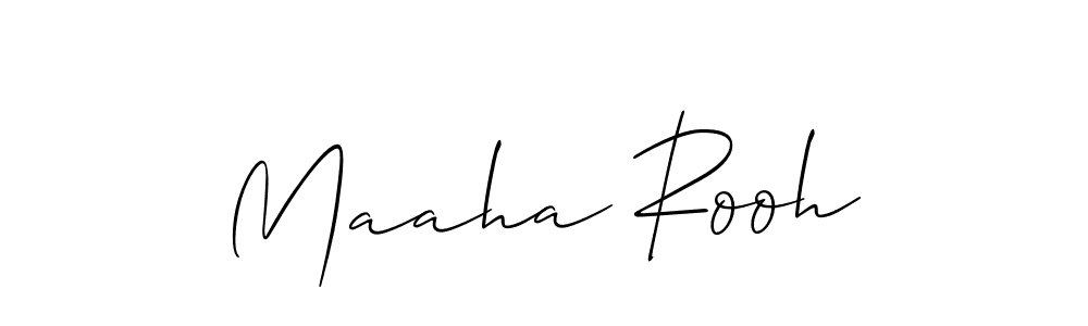 Use a signature maker to create a handwritten signature online. With this signature software, you can design (Allison_Script) your own signature for name Maaha Rooh. Maaha Rooh signature style 2 images and pictures png