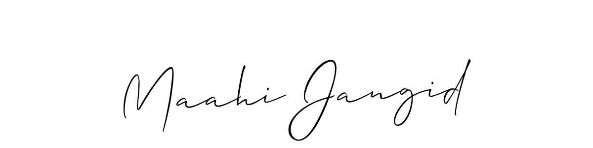 How to make Maahi Jangid name signature. Use Allison_Script style for creating short signs online. This is the latest handwritten sign. Maahi Jangid signature style 2 images and pictures png