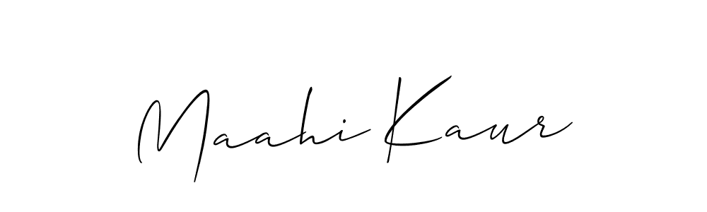 Make a beautiful signature design for name Maahi Kaur. With this signature (Allison_Script) style, you can create a handwritten signature for free. Maahi Kaur signature style 2 images and pictures png