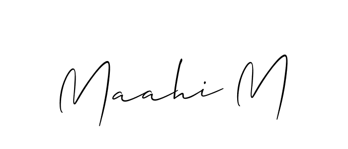 Also You can easily find your signature by using the search form. We will create Maahi M name handwritten signature images for you free of cost using Allison_Script sign style. Maahi M signature style 2 images and pictures png