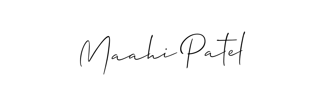 Make a beautiful signature design for name Maahi Patel. With this signature (Allison_Script) style, you can create a handwritten signature for free. Maahi Patel signature style 2 images and pictures png