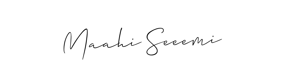 Use a signature maker to create a handwritten signature online. With this signature software, you can design (Allison_Script) your own signature for name Maahi Seeemi. Maahi Seeemi signature style 2 images and pictures png