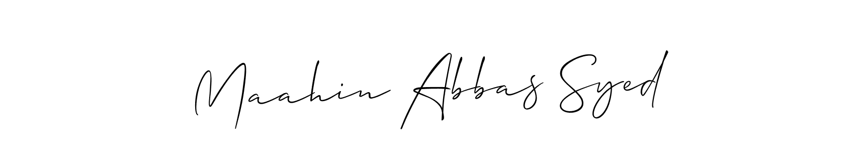 if you are searching for the best signature style for your name Maahin Abbas Syed. so please give up your signature search. here we have designed multiple signature styles  using Allison_Script. Maahin Abbas Syed signature style 2 images and pictures png