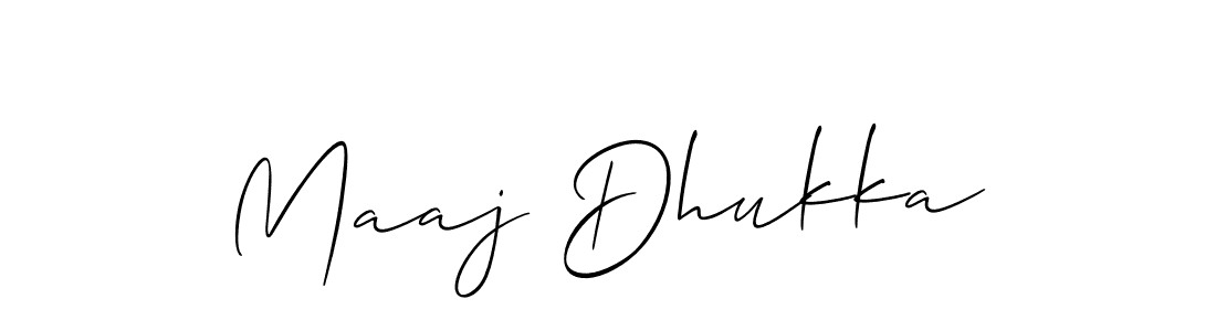 Also we have Maaj Dhukka name is the best signature style. Create professional handwritten signature collection using Allison_Script autograph style. Maaj Dhukka signature style 2 images and pictures png