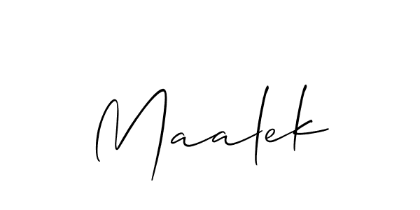 Use a signature maker to create a handwritten signature online. With this signature software, you can design (Allison_Script) your own signature for name Maalek. Maalek signature style 2 images and pictures png