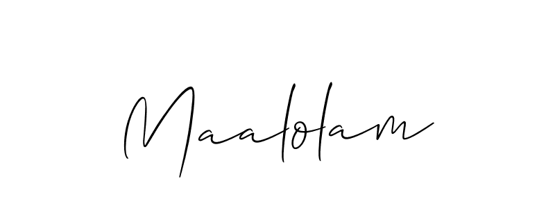 The best way (Allison_Script) to make a short signature is to pick only two or three words in your name. The name Maalolam include a total of six letters. For converting this name. Maalolam signature style 2 images and pictures png