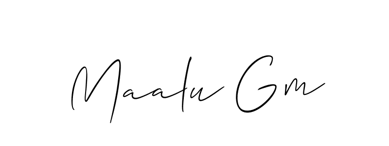 Create a beautiful signature design for name Maalu Gm. With this signature (Allison_Script) fonts, you can make a handwritten signature for free. Maalu Gm signature style 2 images and pictures png