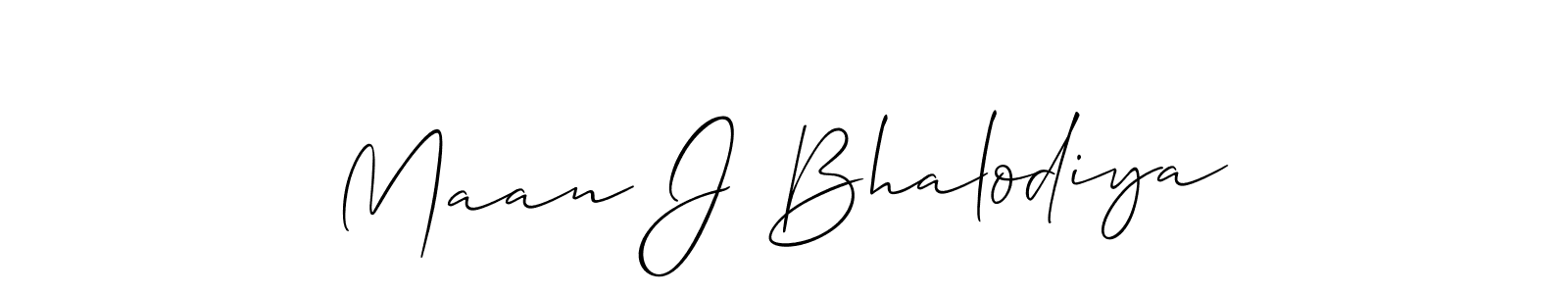 Make a beautiful signature design for name Maan J Bhalodiya. With this signature (Allison_Script) style, you can create a handwritten signature for free. Maan J Bhalodiya signature style 2 images and pictures png