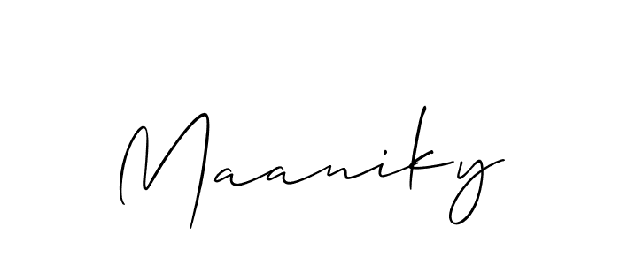 How to make Maaniky signature? Allison_Script is a professional autograph style. Create handwritten signature for Maaniky name. Maaniky signature style 2 images and pictures png