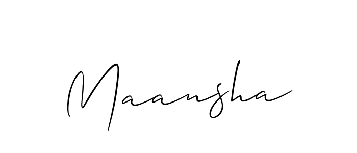 Create a beautiful signature design for name Maansha. With this signature (Allison_Script) fonts, you can make a handwritten signature for free. Maansha signature style 2 images and pictures png