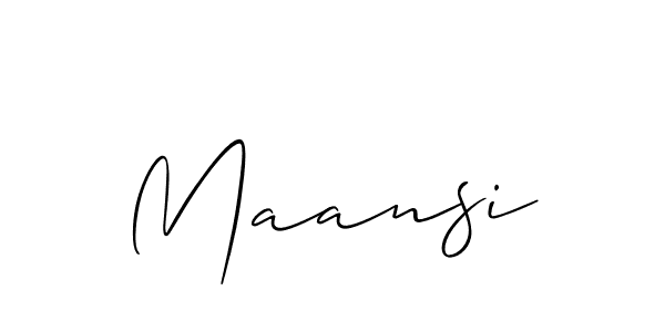 Use a signature maker to create a handwritten signature online. With this signature software, you can design (Allison_Script) your own signature for name Maansi. Maansi signature style 2 images and pictures png