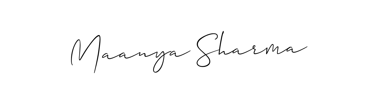 Maanya Sharma stylish signature style. Best Handwritten Sign (Allison_Script) for my name. Handwritten Signature Collection Ideas for my name Maanya Sharma. Maanya Sharma signature style 2 images and pictures png