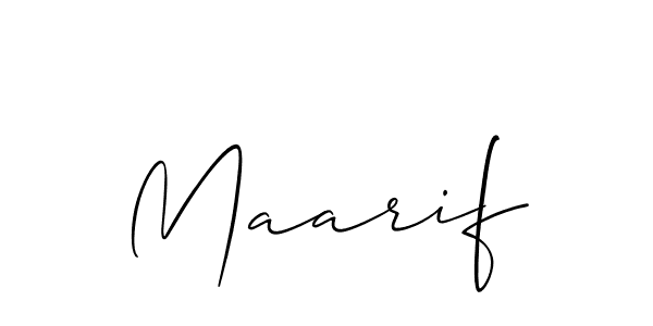 Allison_Script is a professional signature style that is perfect for those who want to add a touch of class to their signature. It is also a great choice for those who want to make their signature more unique. Get Maarif name to fancy signature for free. Maarif signature style 2 images and pictures png