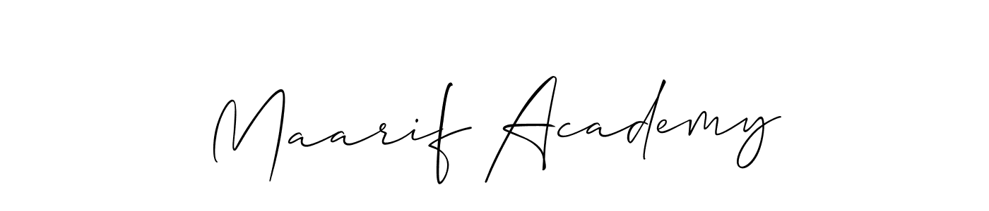 Make a beautiful signature design for name Maarif Academy. With this signature (Allison_Script) style, you can create a handwritten signature for free. Maarif Academy signature style 2 images and pictures png