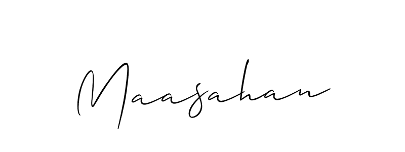 Maasahan stylish signature style. Best Handwritten Sign (Allison_Script) for my name. Handwritten Signature Collection Ideas for my name Maasahan. Maasahan signature style 2 images and pictures png