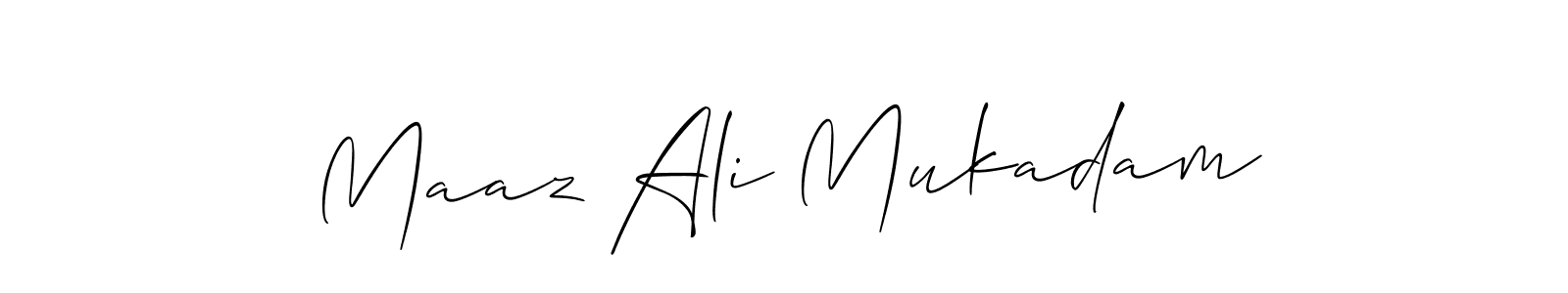 Also we have Maaz Ali Mukadam name is the best signature style. Create professional handwritten signature collection using Allison_Script autograph style. Maaz Ali Mukadam signature style 2 images and pictures png