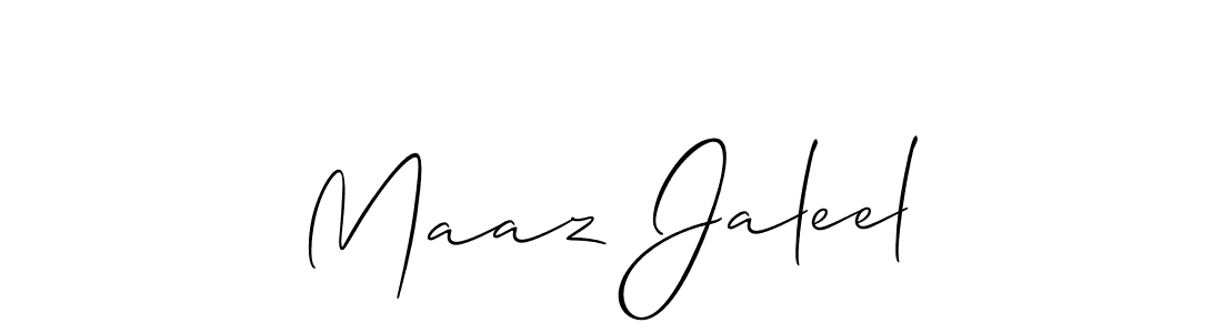 Make a beautiful signature design for name Maaz Jaleel. With this signature (Allison_Script) style, you can create a handwritten signature for free. Maaz Jaleel signature style 2 images and pictures png